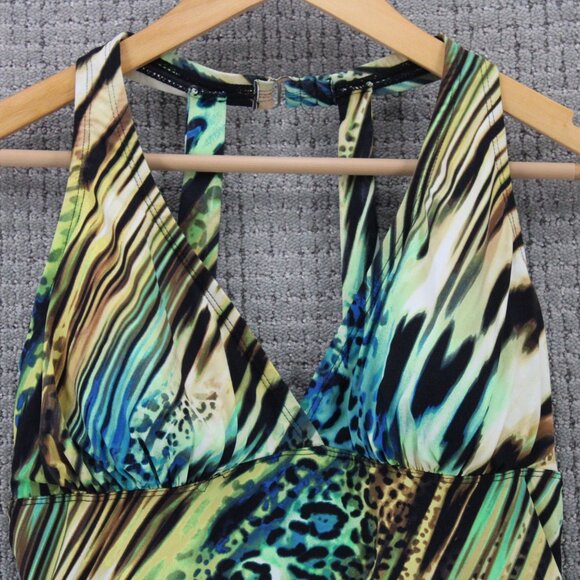 It Figures Swim Top Womens Size 8 Multicolor Leopard All Over Print Sleeveless - Picture 6 of 9